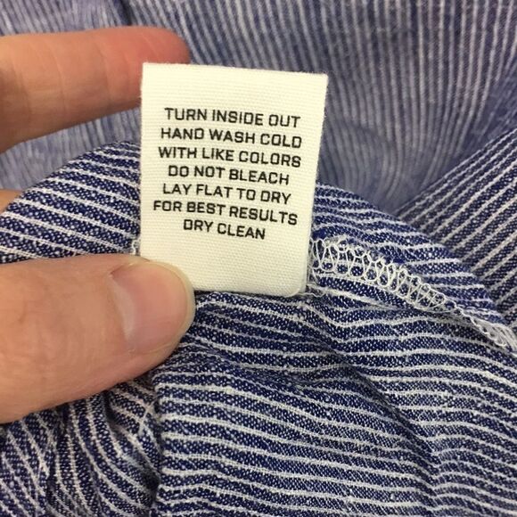 E&M | Blue Stripe Tie Front Button Shirt | S - Picture 5 of 5